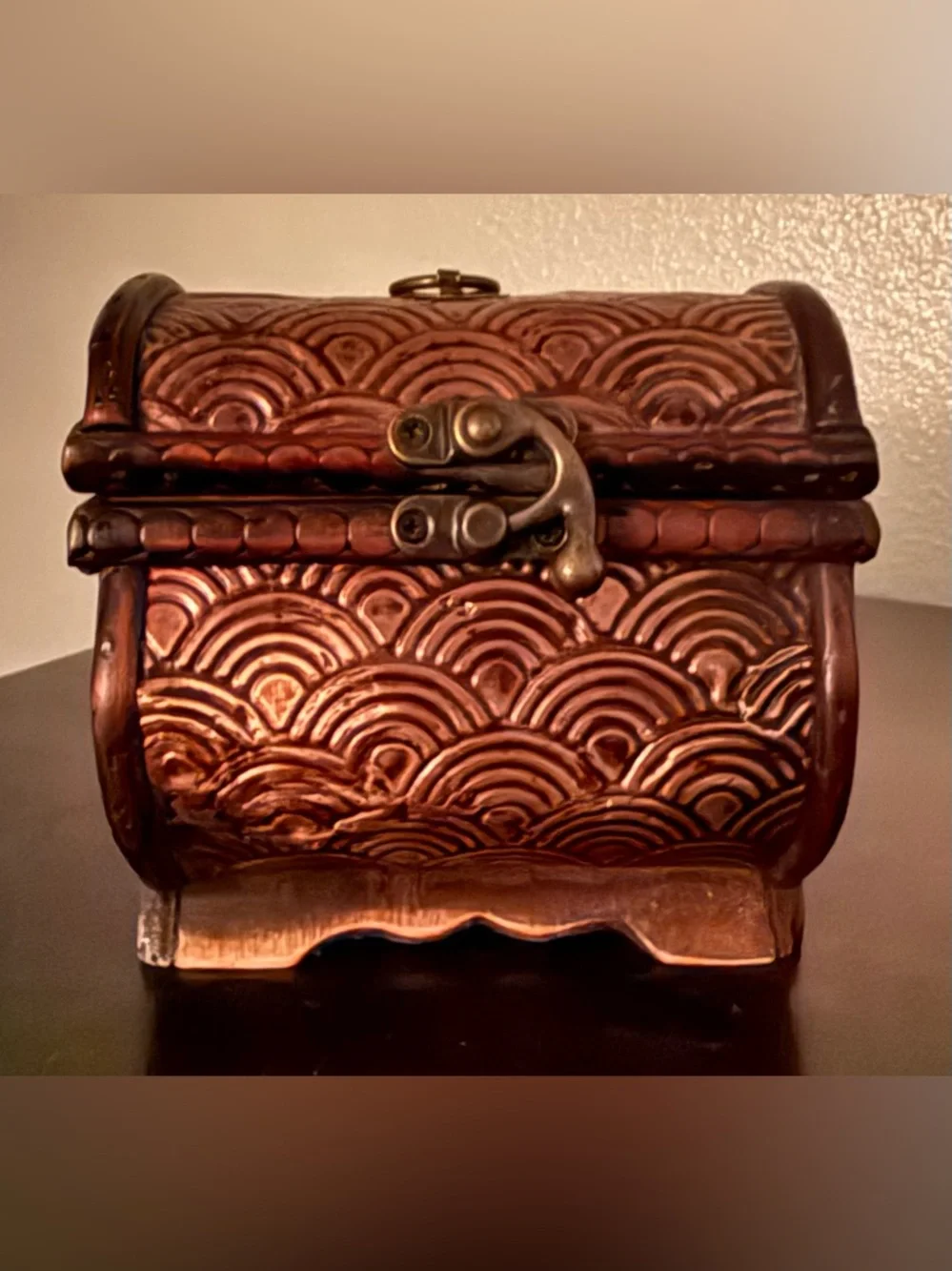 Vintage Style Embossed Treasure Chest Trinket Box | Rustic Decor Storage